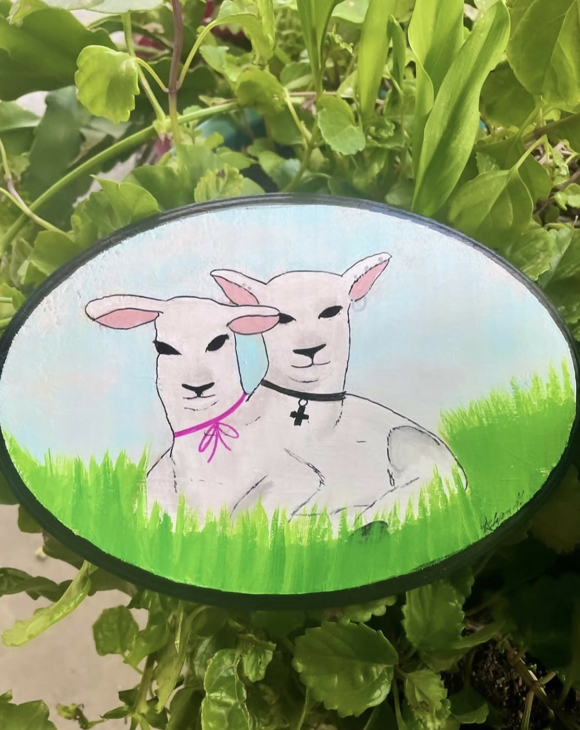Two headed lamb painting