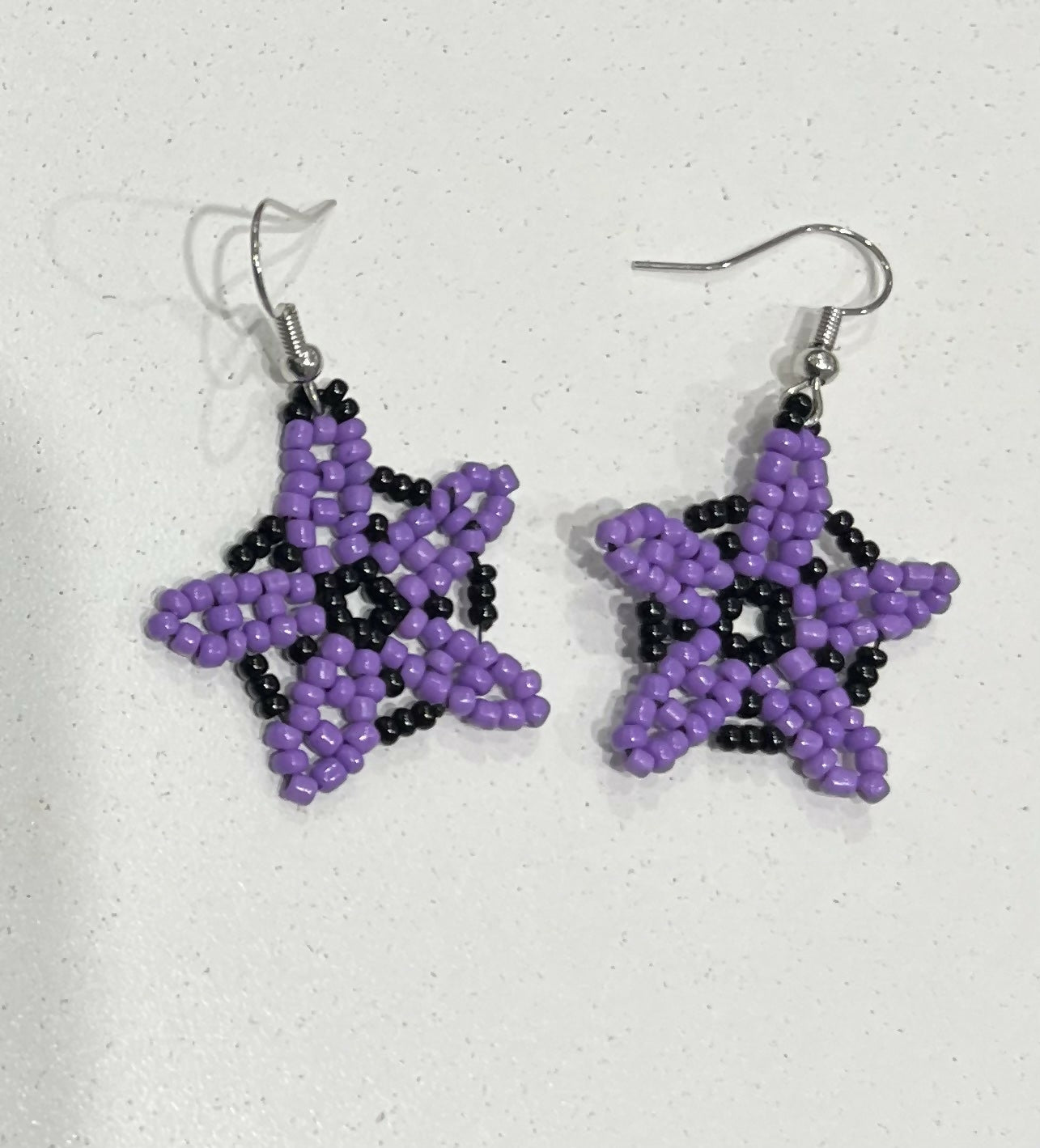 Purple Flower Beaded Earring