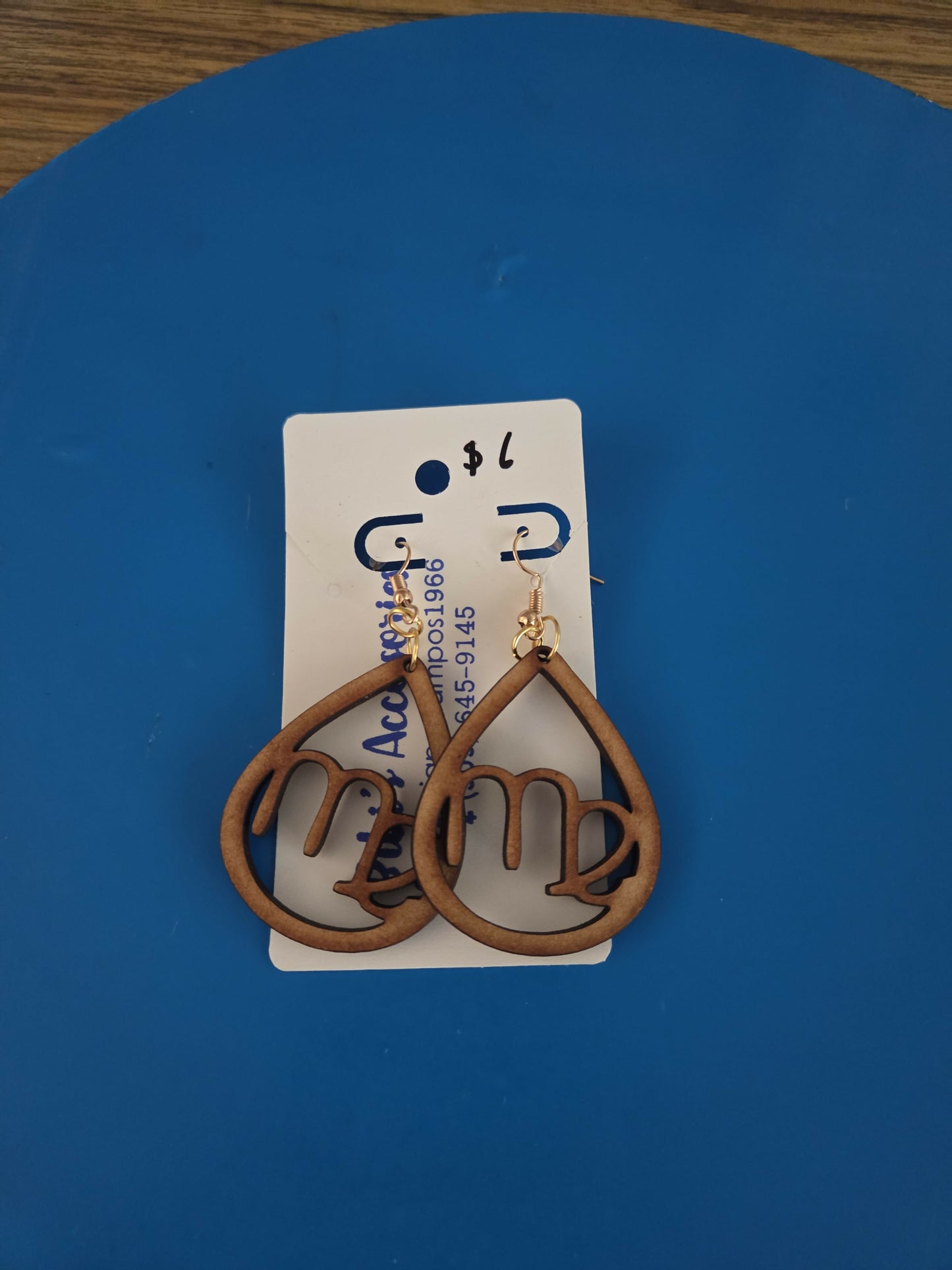 Zodiac earrings wood virgo