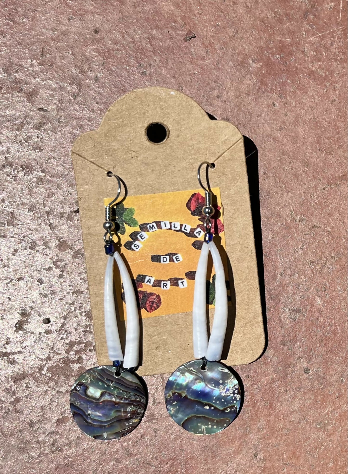 Abalone and Dentalium Earrings