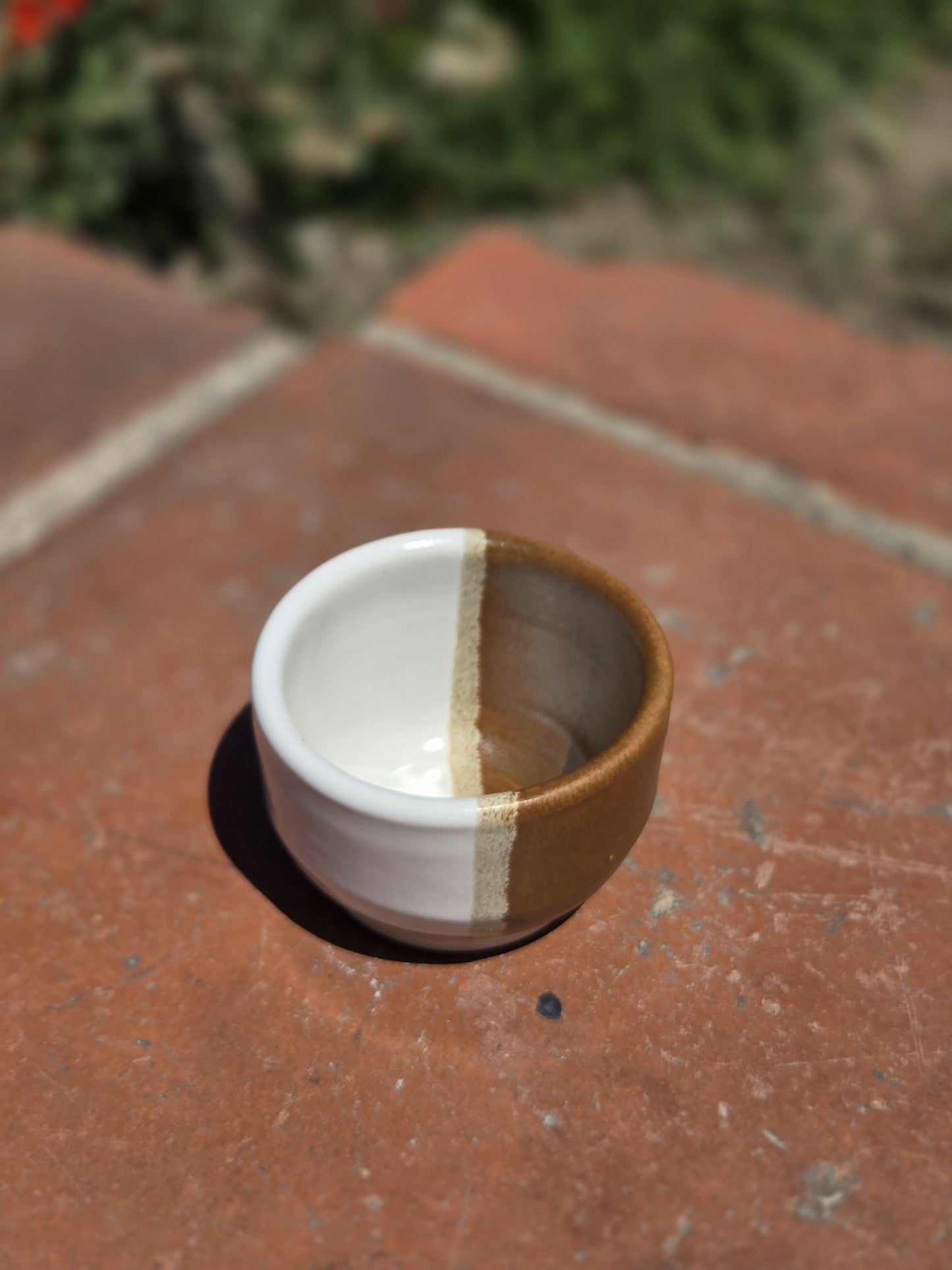 White and Brown Small tea cup