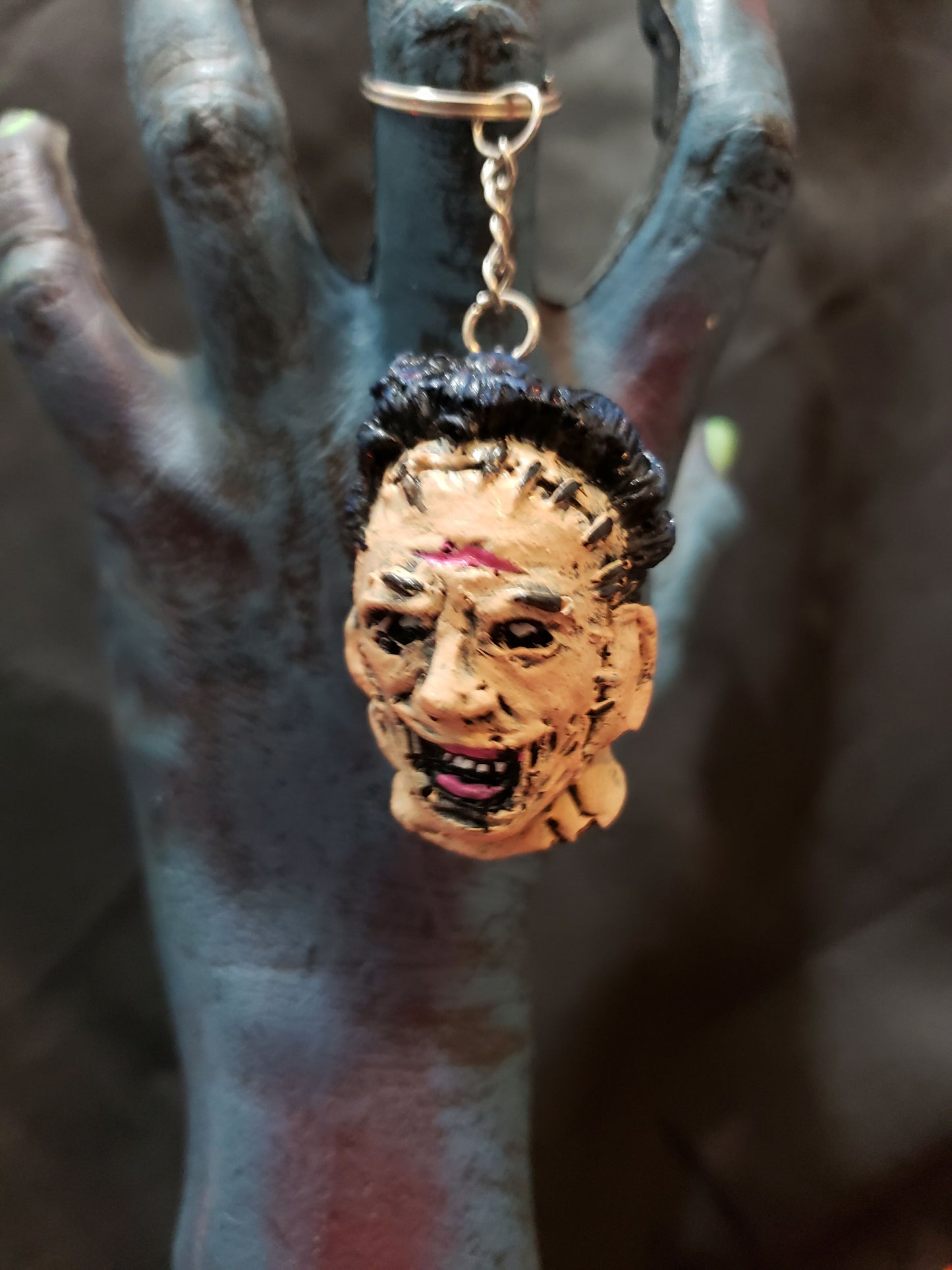 Leather head keychain