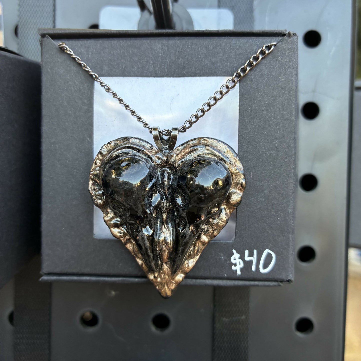 Heart raven skulls black with gold accents