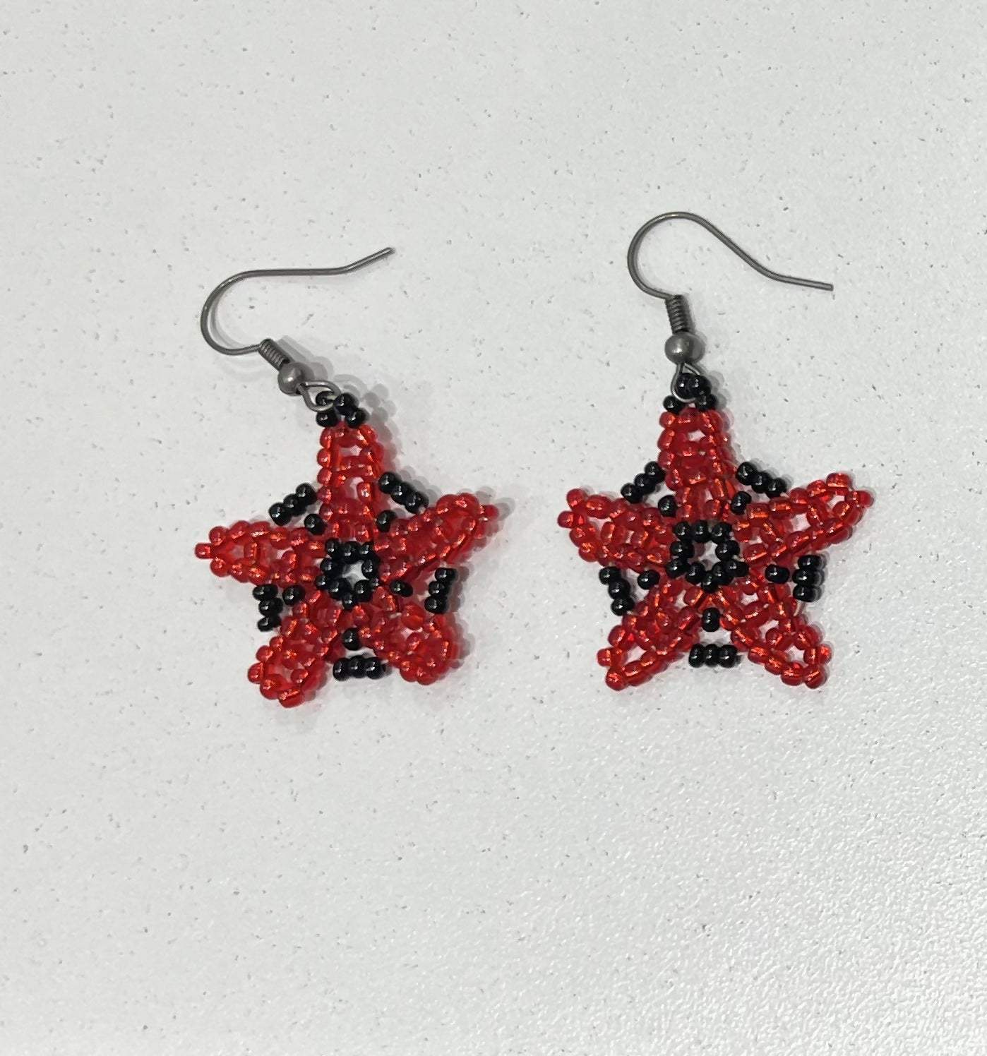 Red Flower Beaded Earring