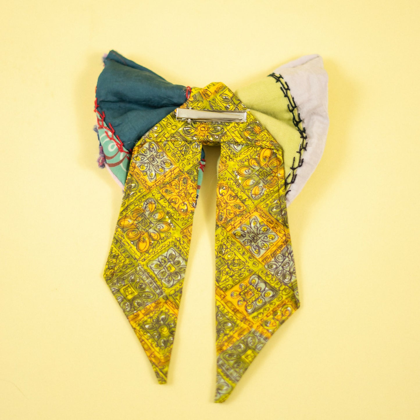 Large Vintage Quilt Hair Bow