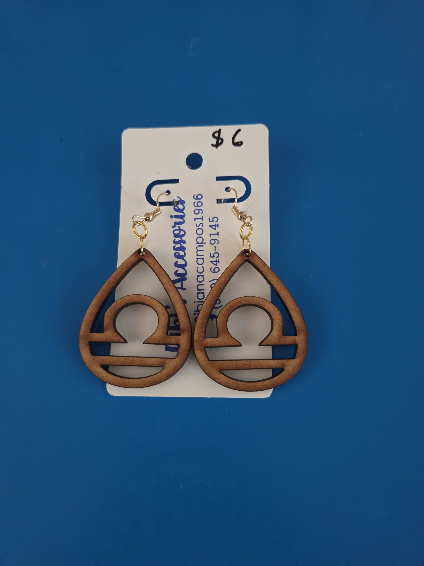 Zodiac earrings wood libra