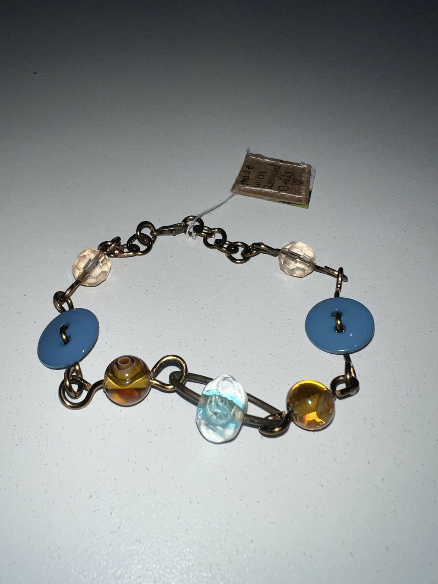 Blue and amber bracelet