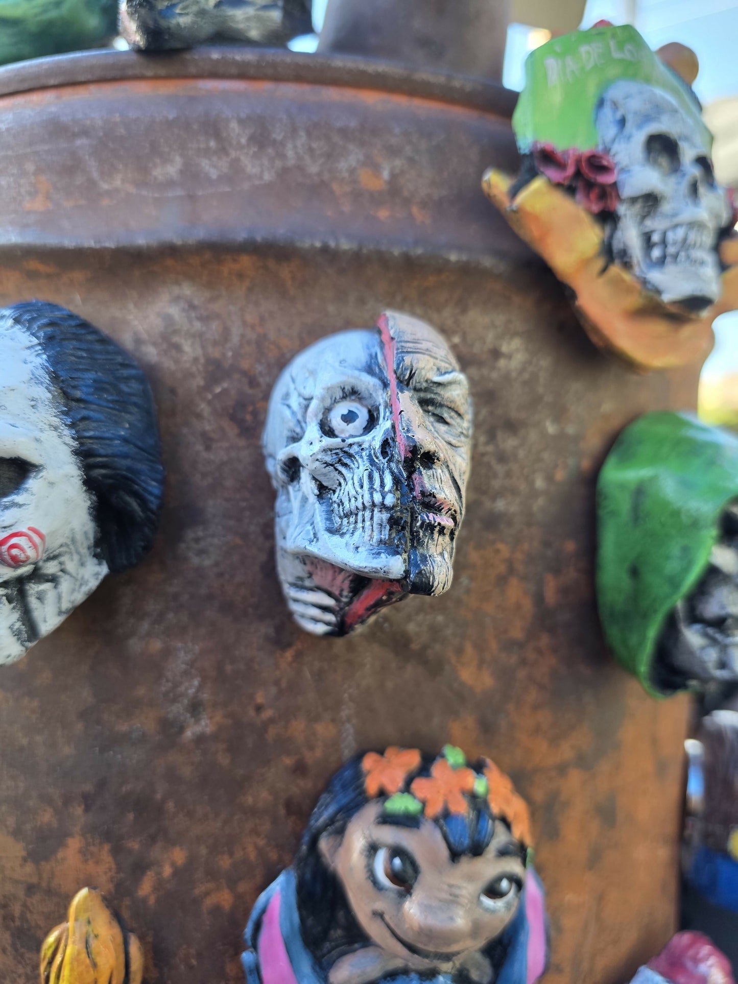 Old man half face magnet