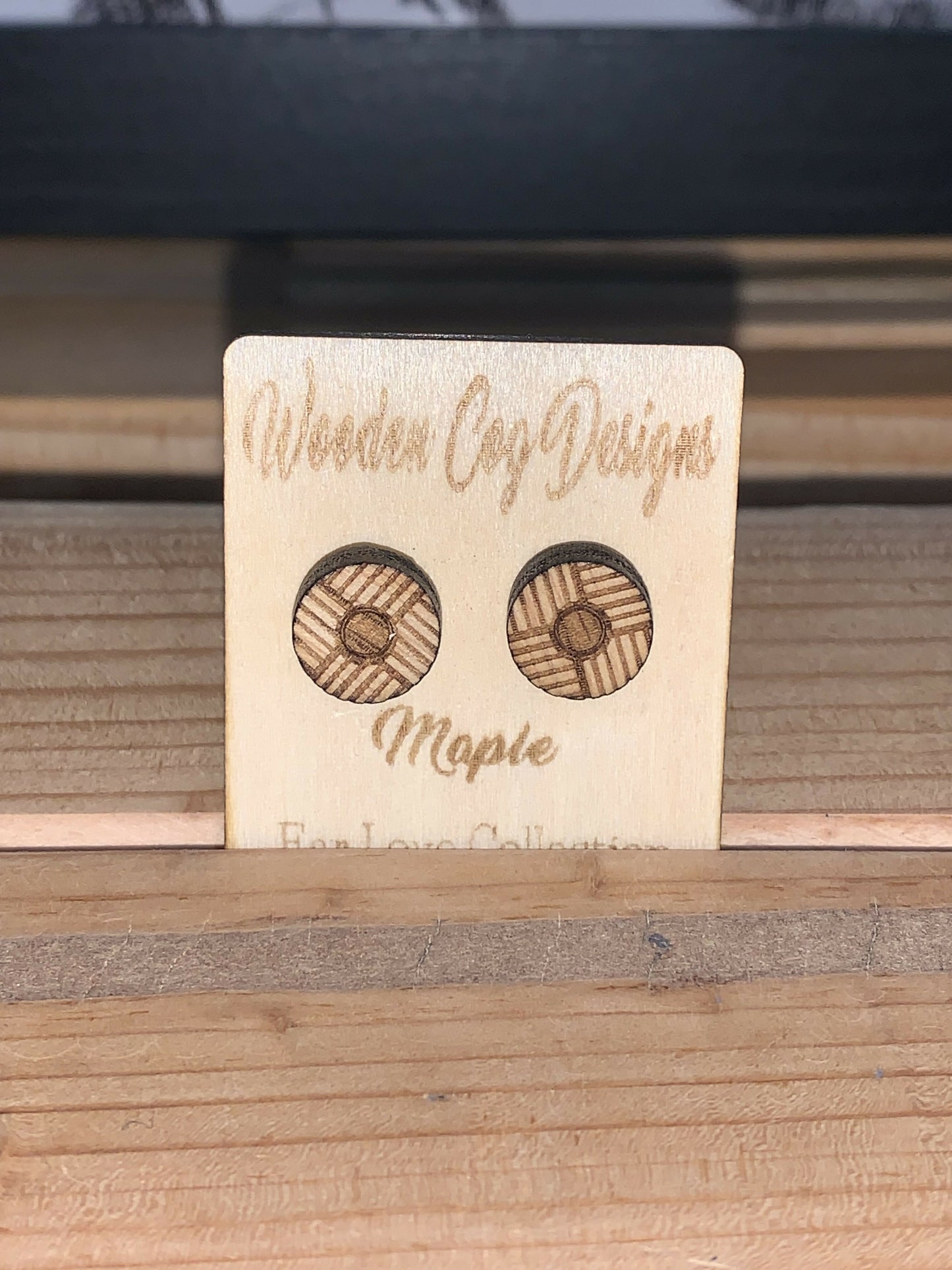 Wooden Cog Designs Maple Round Striped Stud