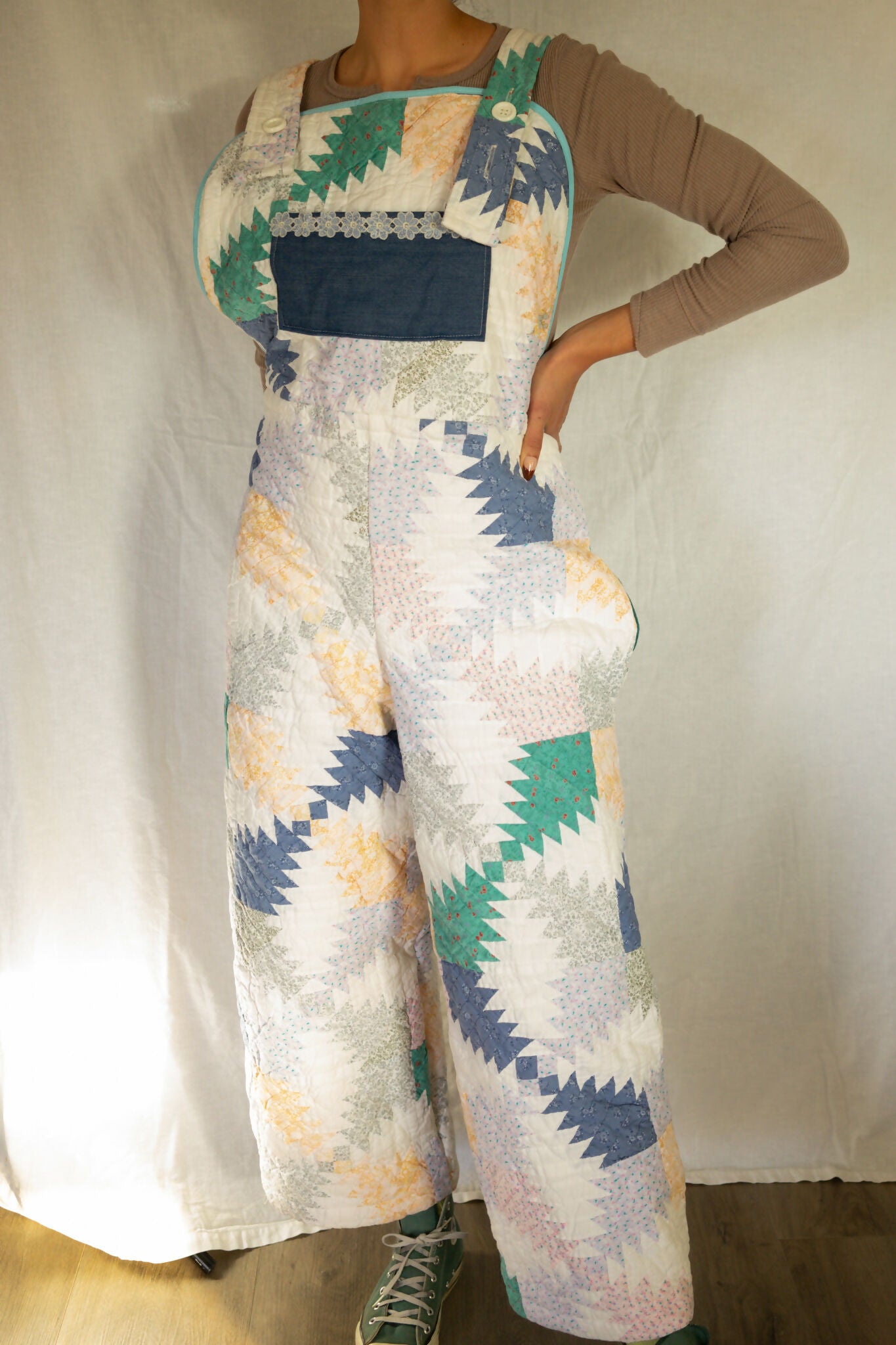 Quilted Big Bib Overall Jumpsuit