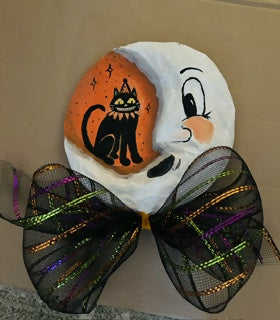 Halloween Vintage Shocked Moon and Cat Wall Art