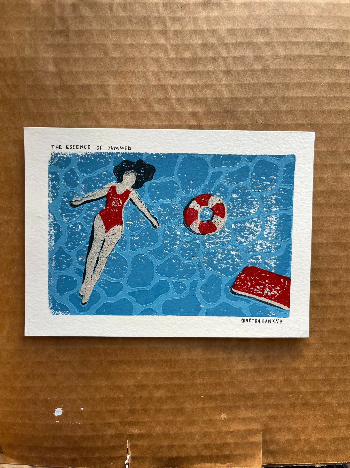 essence of summer - linoleum reduction print