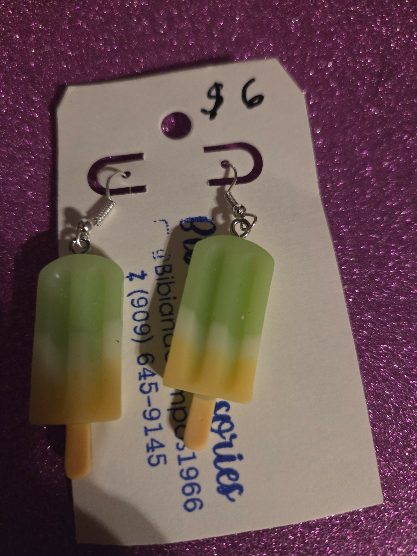 Aretes paleta verde amarilo