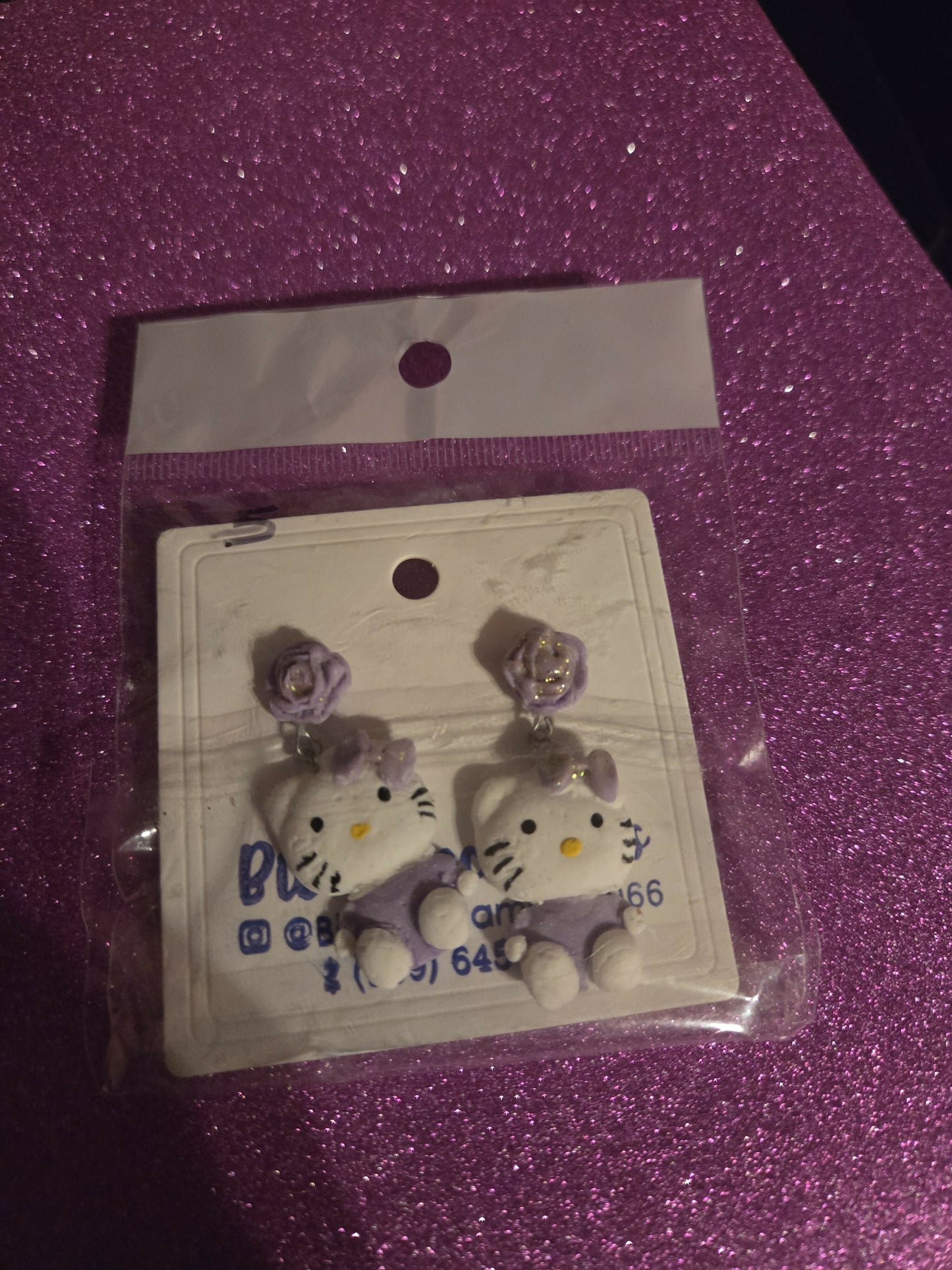 Aretes hellokitty morado I verdel limon