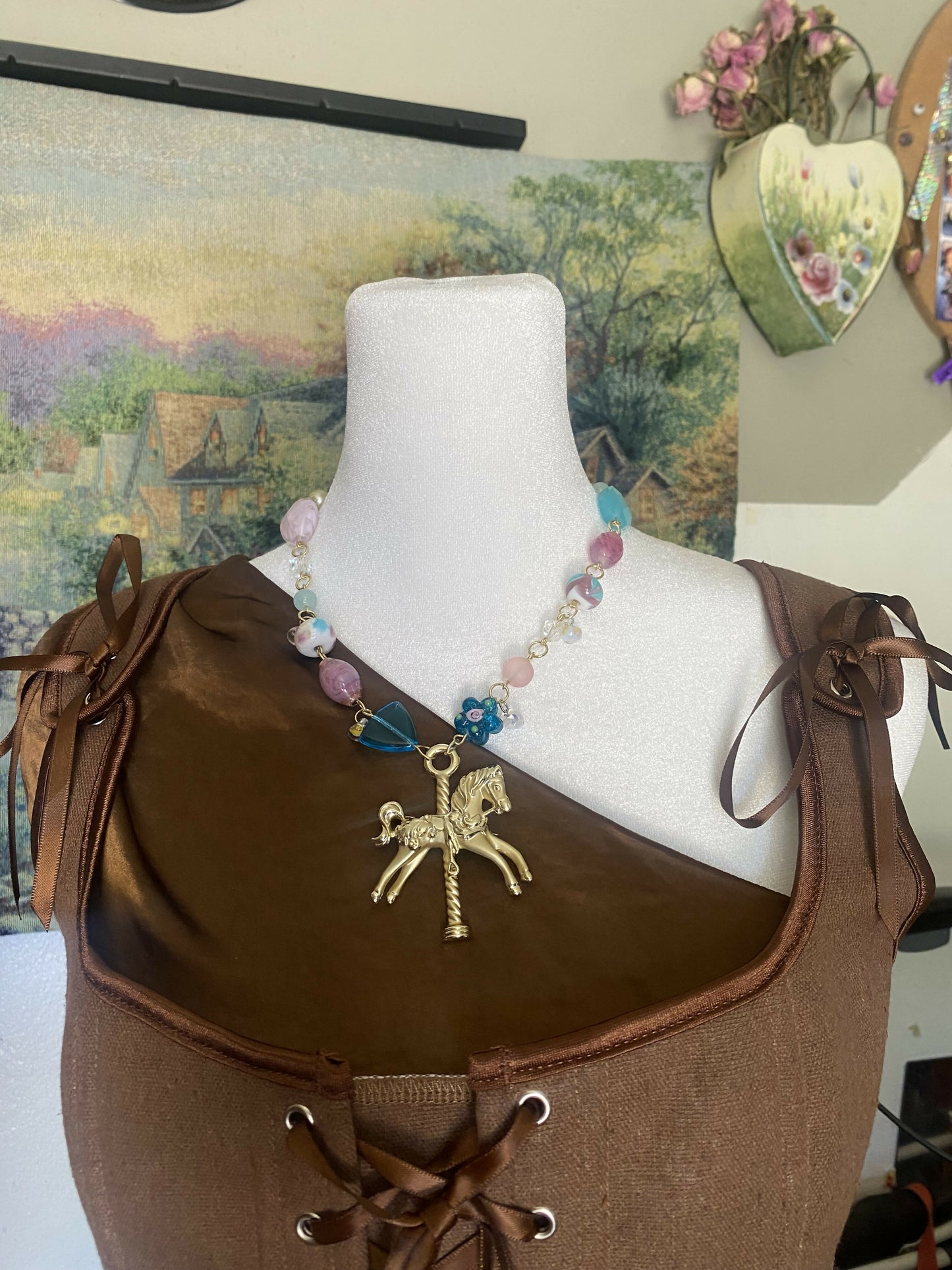 Golden horse necklace
