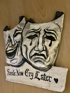 Prison Cholo Art Inspired Smile Now Cry Later Paper Mache Wall Art