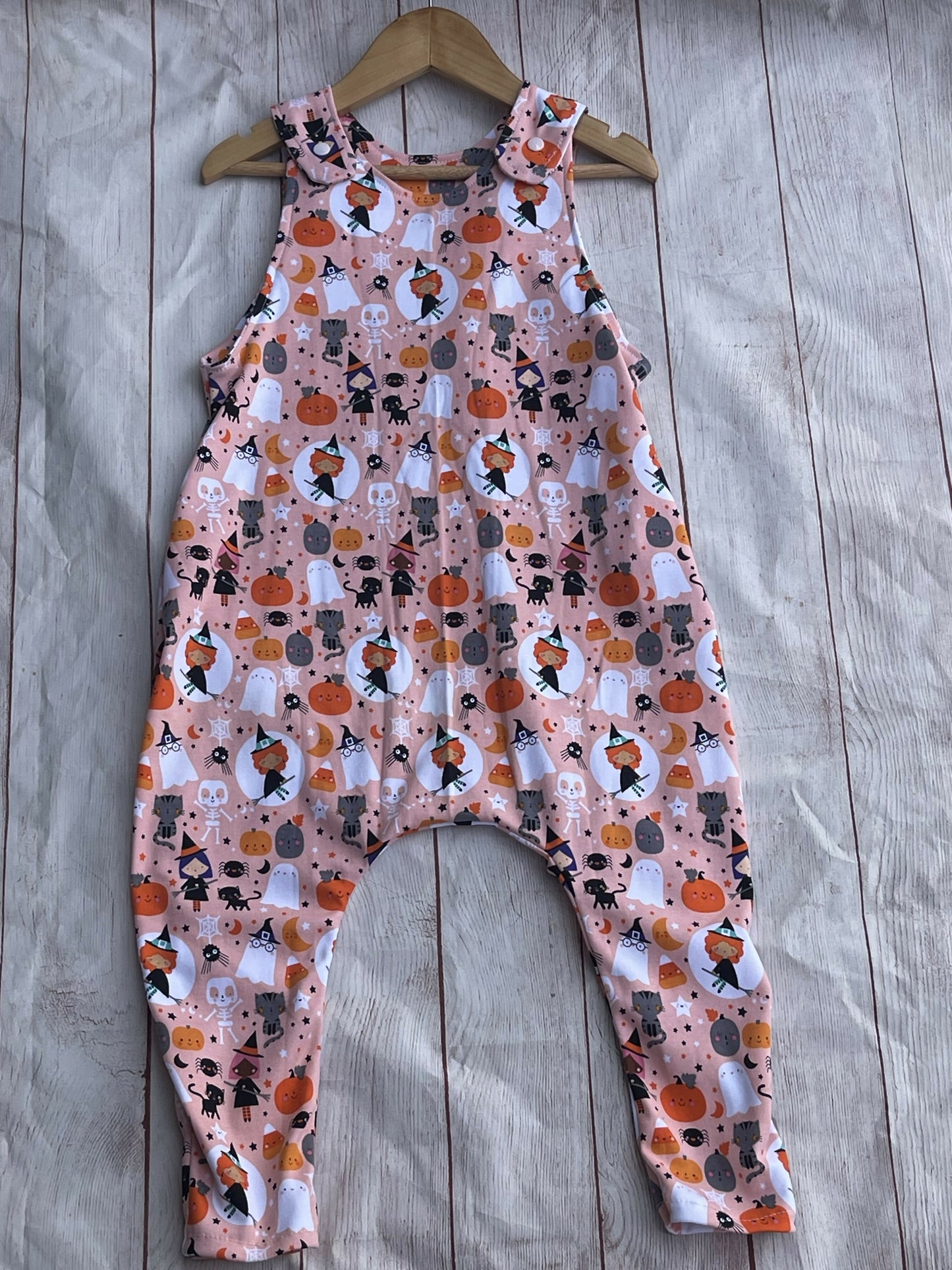 romper pant orange pink