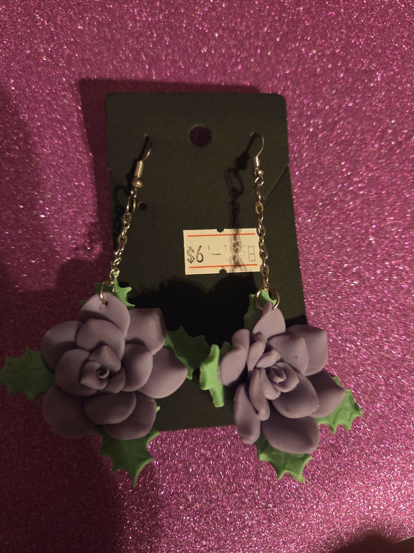 Aretes con cadena morados
