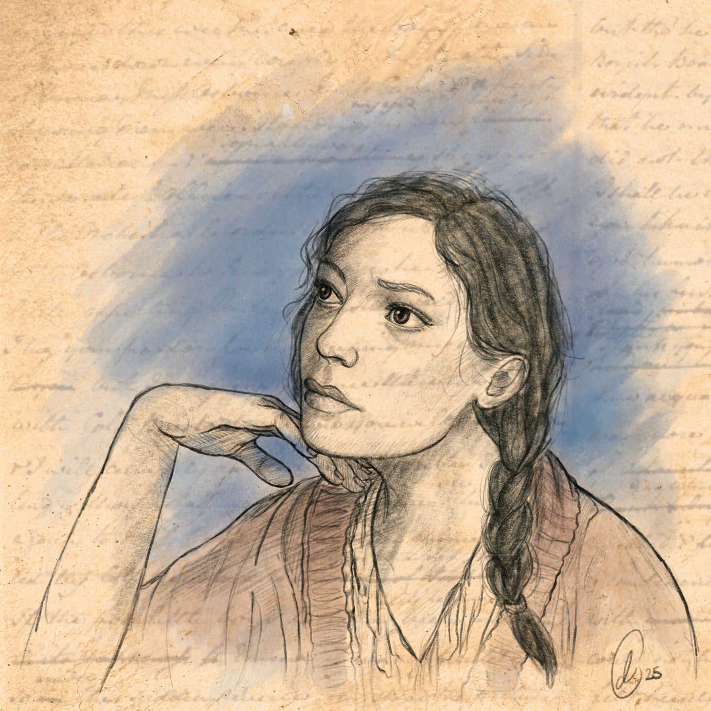 pensive portrait card