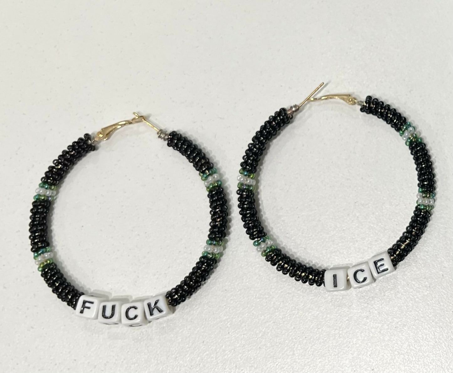 Fuck Ice Beaded Hoop Earrings