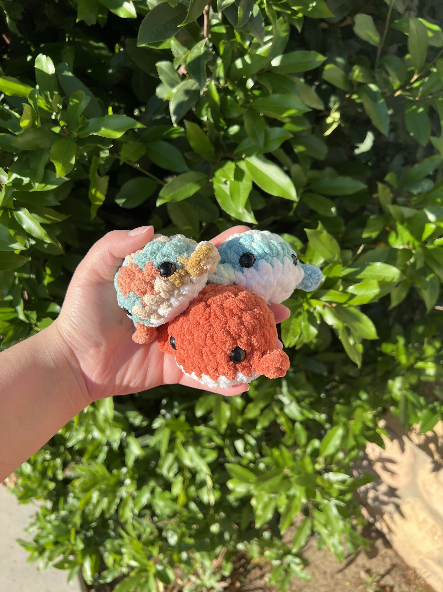 Crochet mini whales