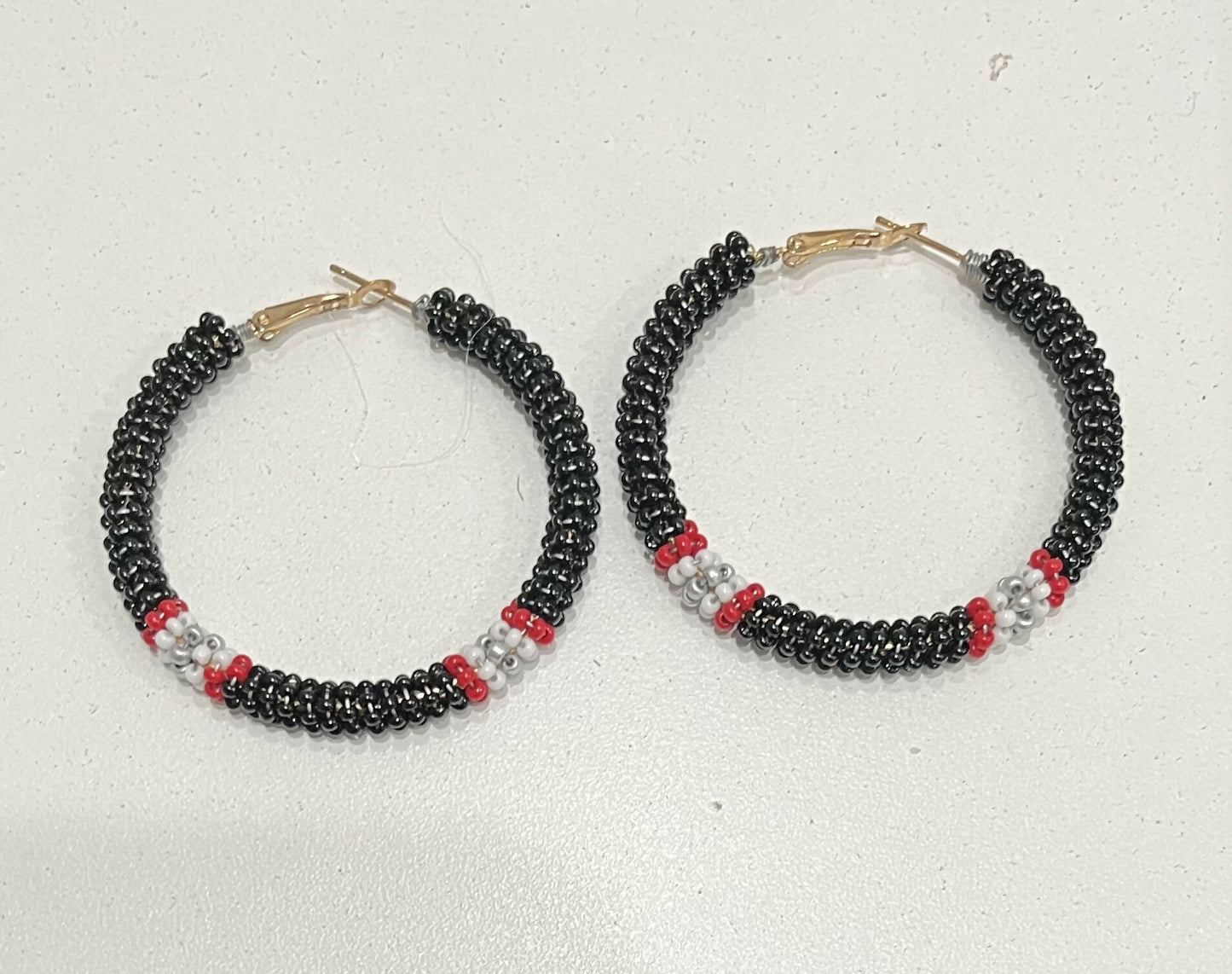 Black and Red Beaded Earrings