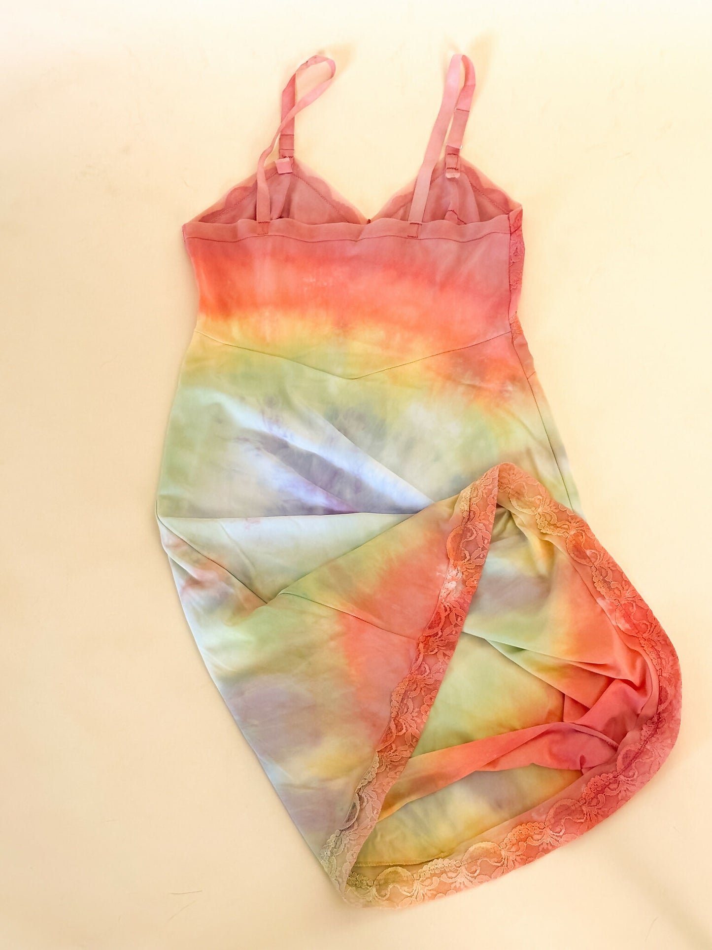 Reworked Rainbow Tie Dye Slip Dress