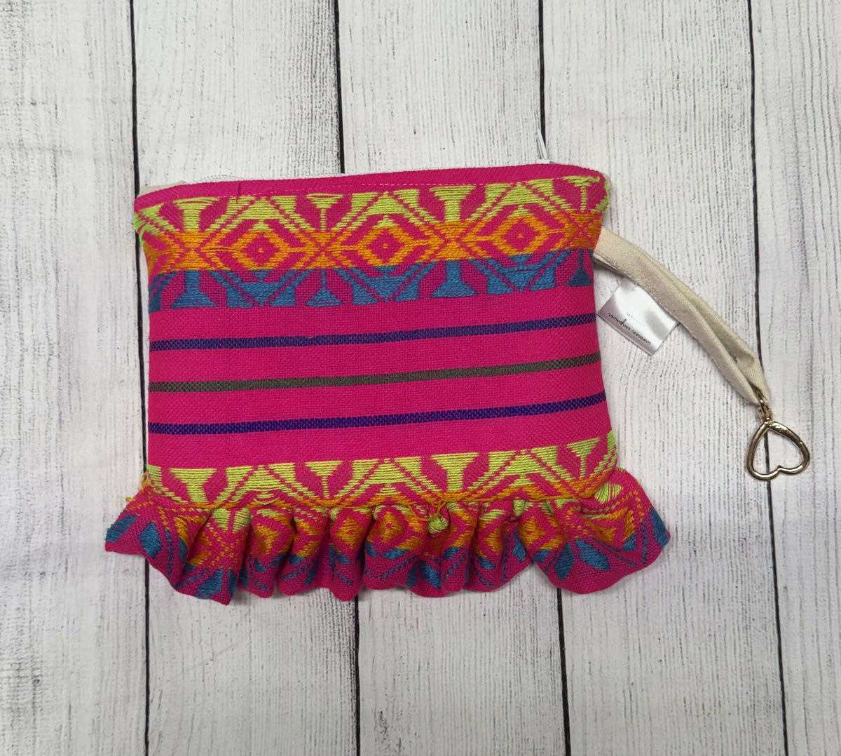 Pink Mexican Cambaya Puffy Wristlet
