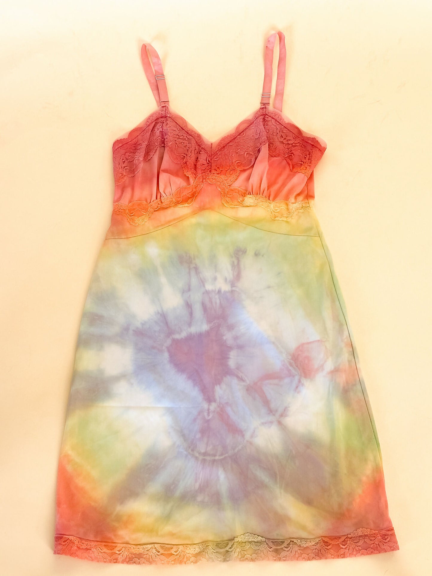 Reworked Rainbow Tie Dye Slip Dress