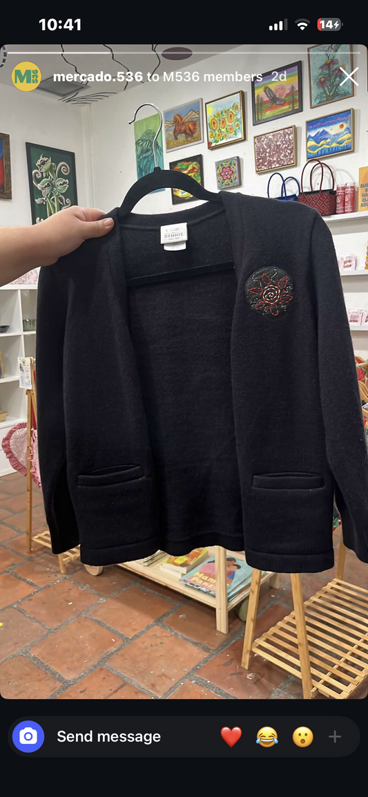 Kids cardigan with sun glyph patch