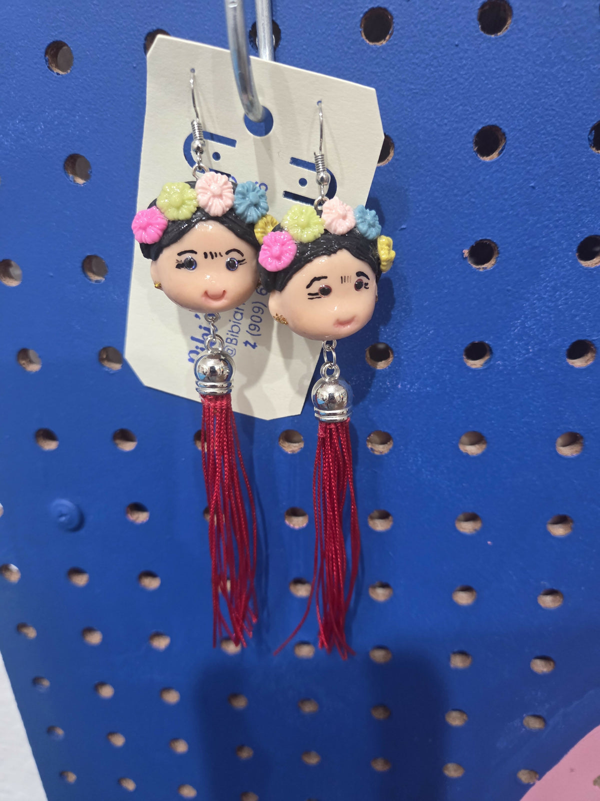 Frida aretes amarillo I rojo borla larga