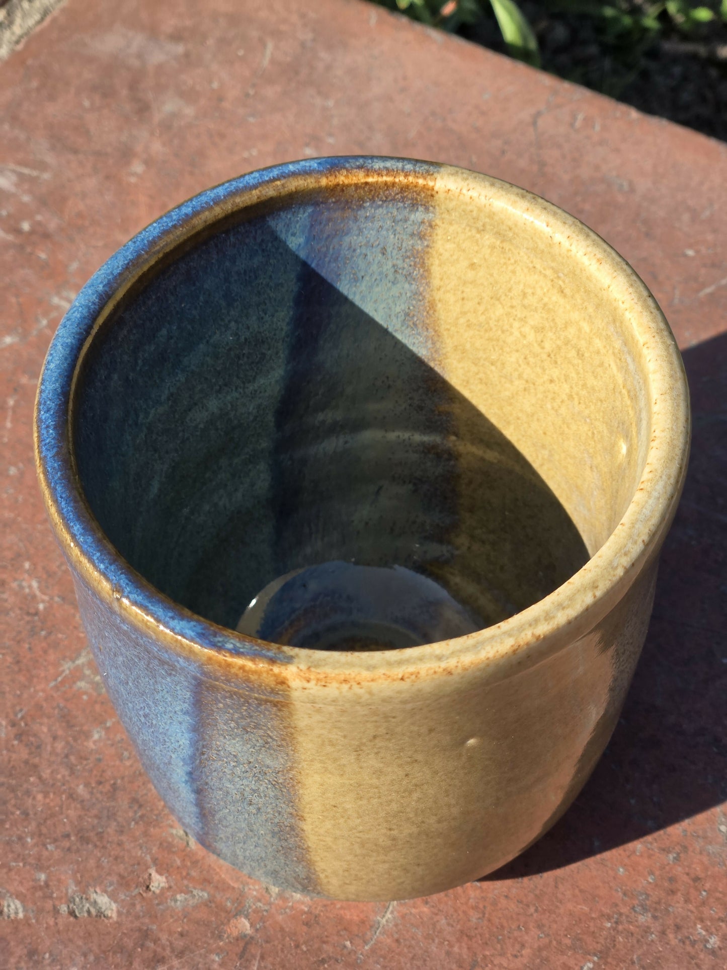 Blue and Tan Small Planter