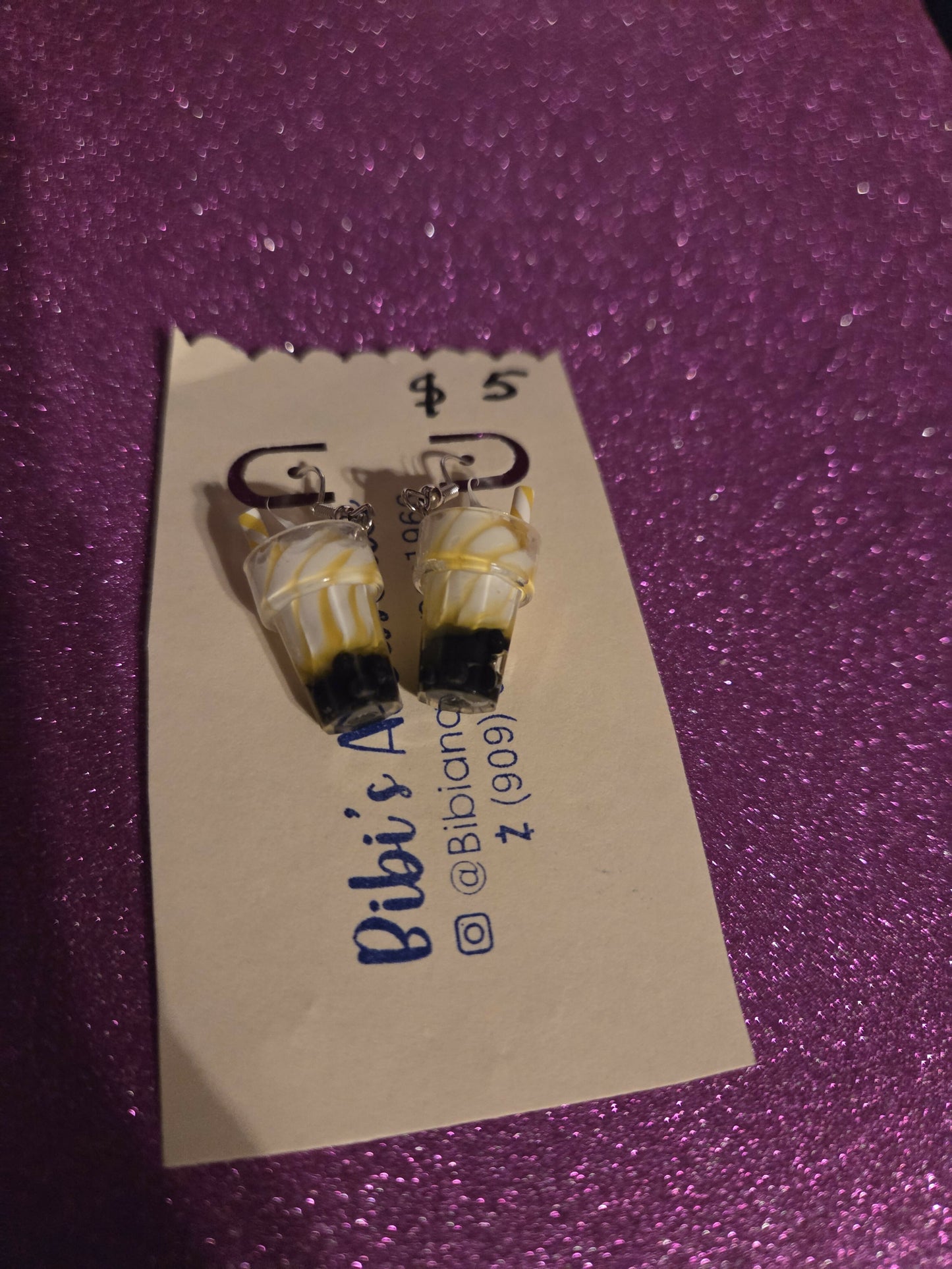 Aretes nieve amarillo y morado