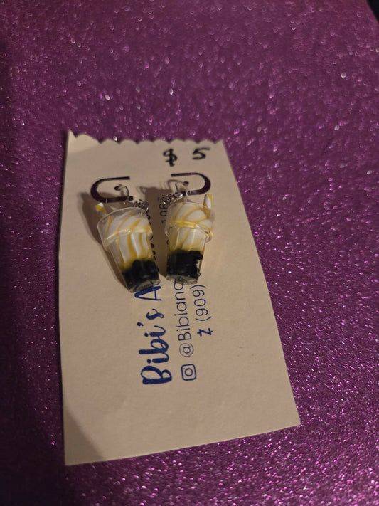 Aretes nieve amarillo y morado