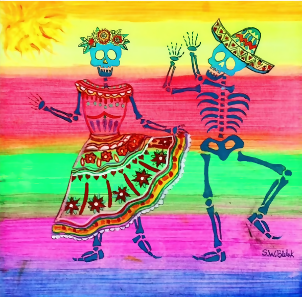 La Catrina and El Jimador Dance in Delight (PRINT)