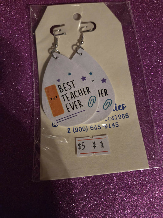 Best teacher ever vinyl aretes
