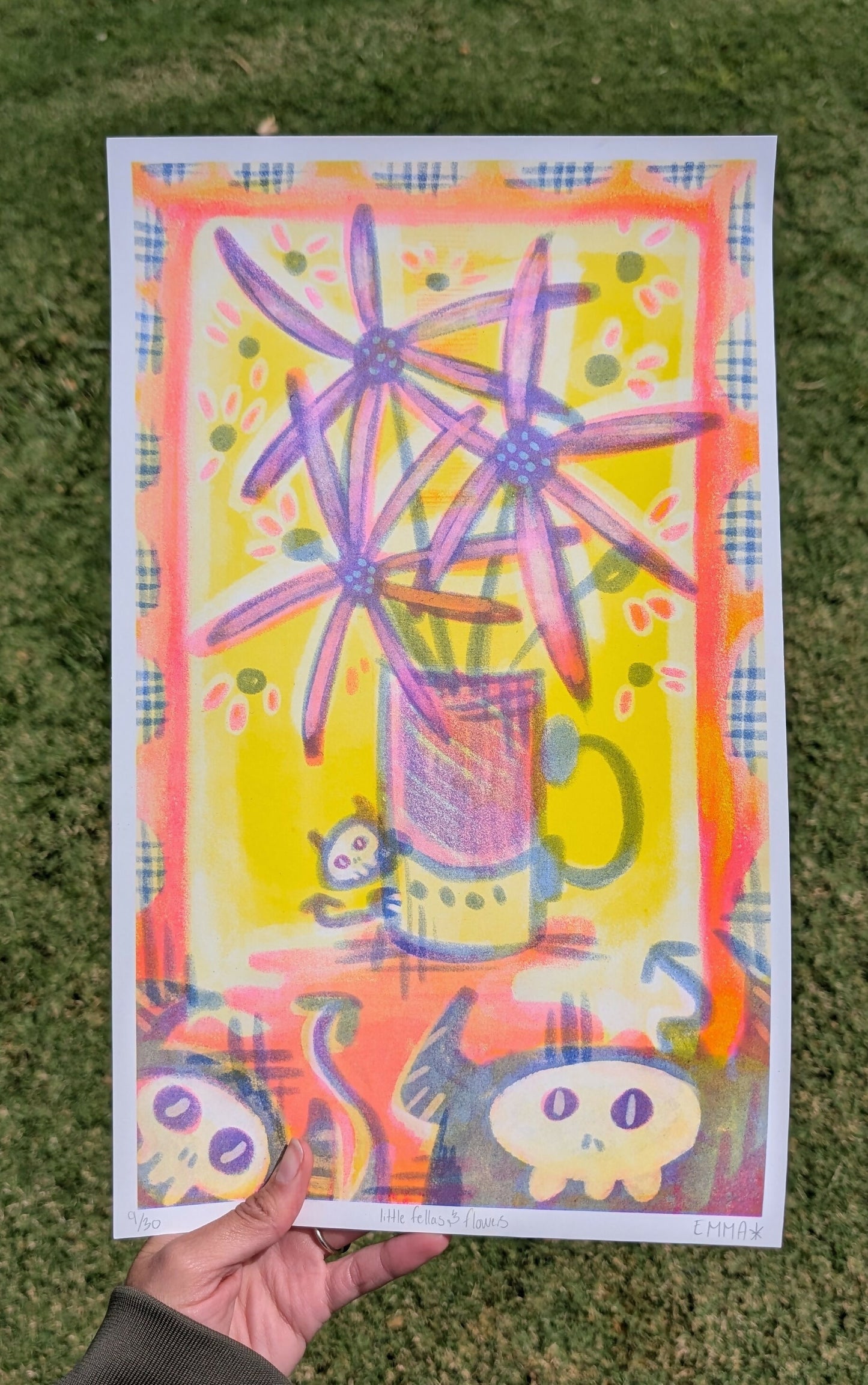 Little Fellas and Flowers Print