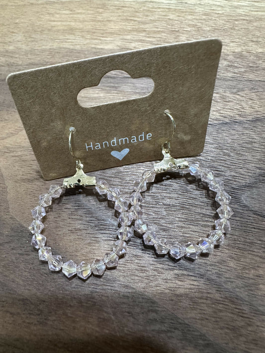 Pink Beaded Hoop Earrings