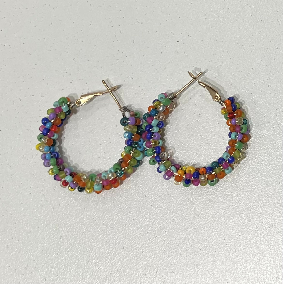Multicolor Beaded Hoop Earrings