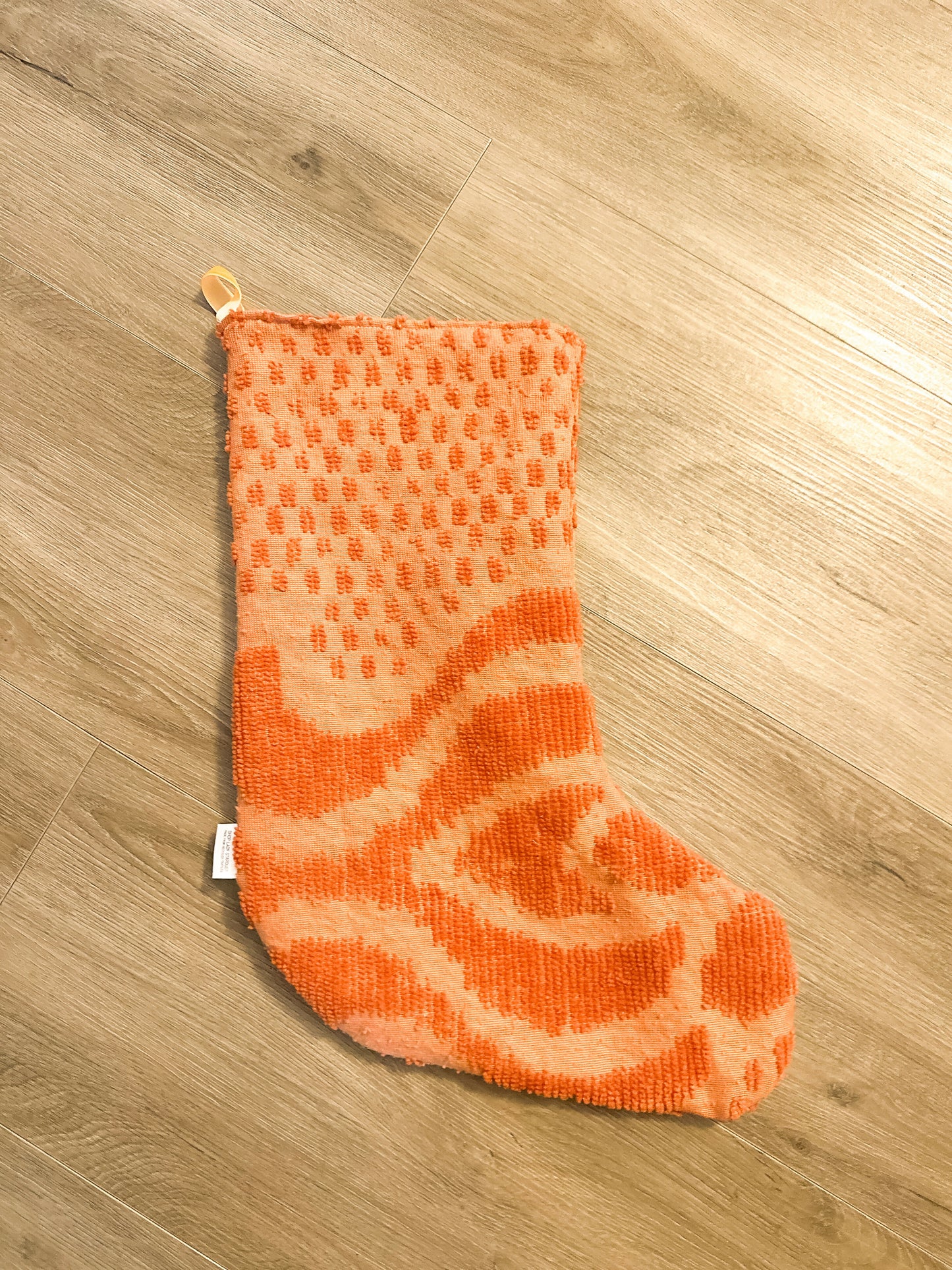 Orange Chenille Christmas Stocking