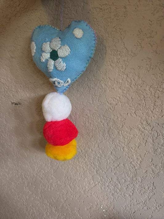 Corazon para bolsa azul y cafe