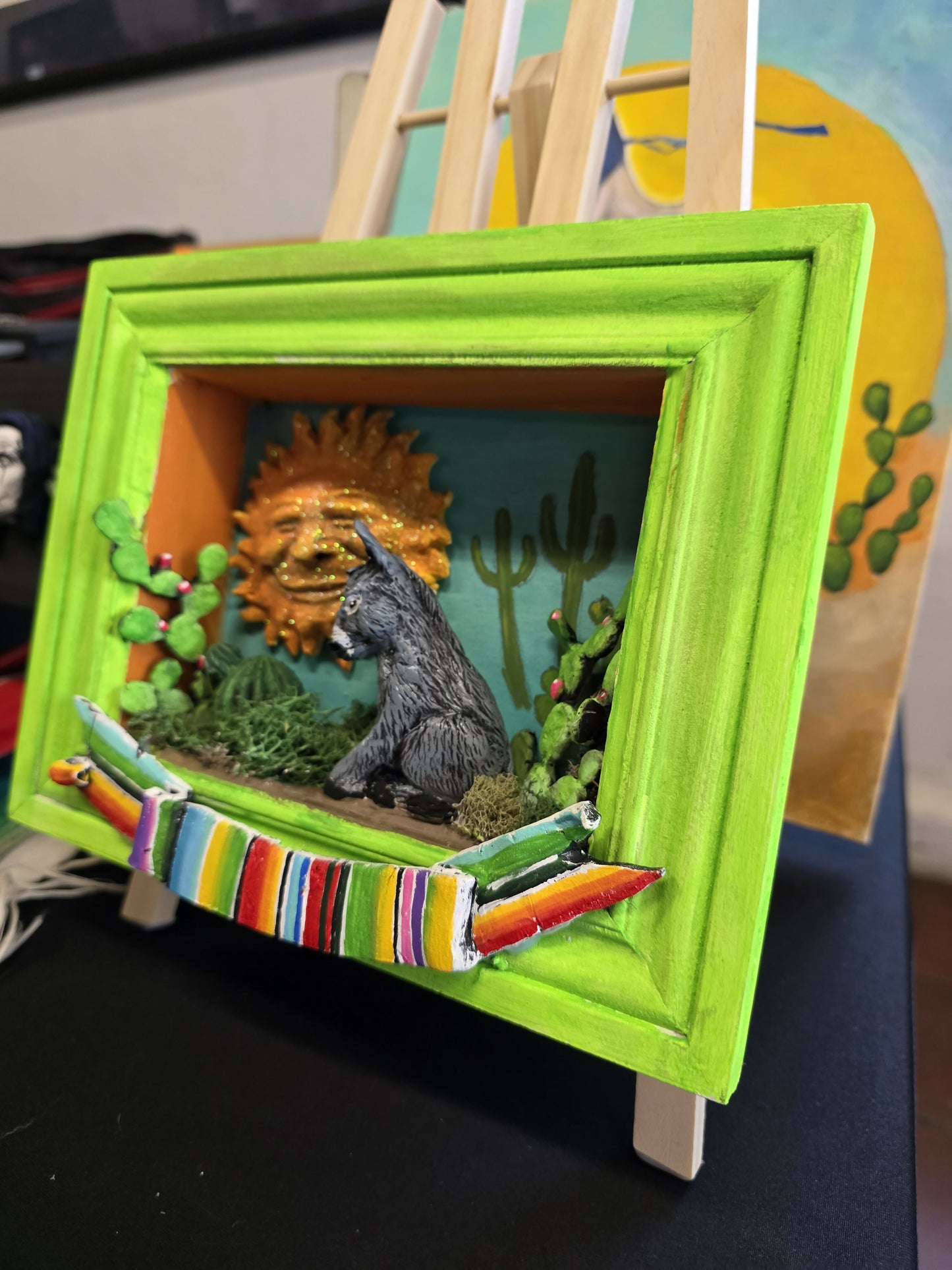 Donkey with sun shadow box
