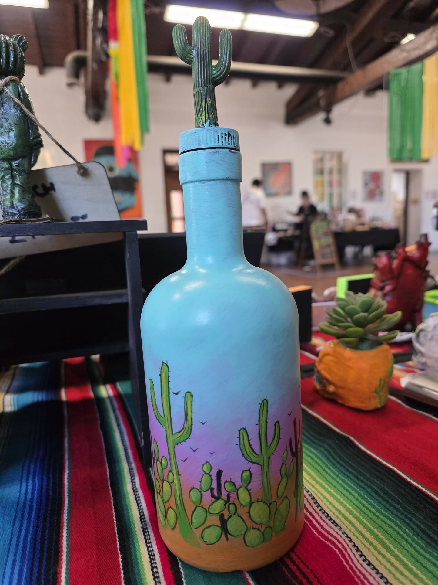 Cactus bottle art