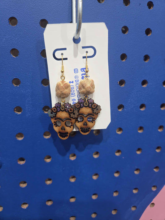 Wood frida earrings
