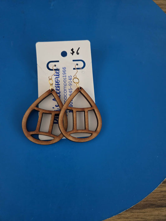 Zodiac earrings wood Gemini