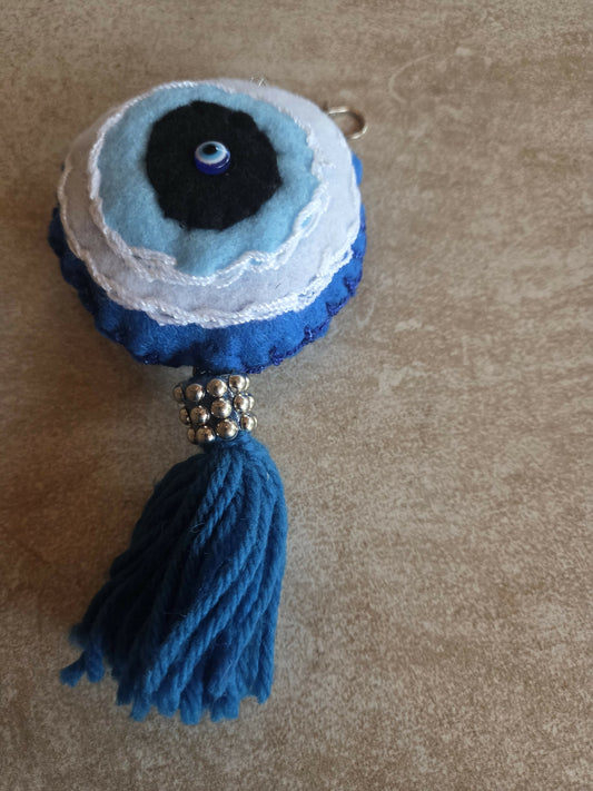 Mexican key chain turk eye 2 white azul 1blue azul