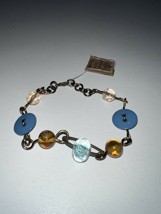 Blue and amber bracelet