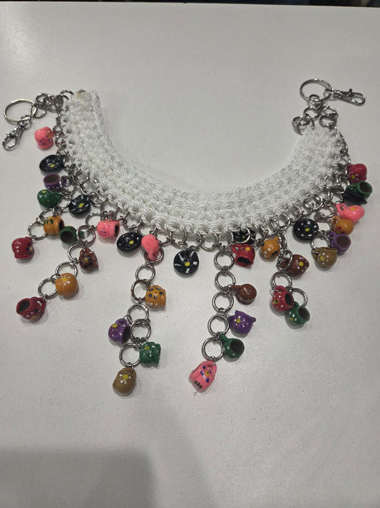 Purse chain blanco tazitas de colores