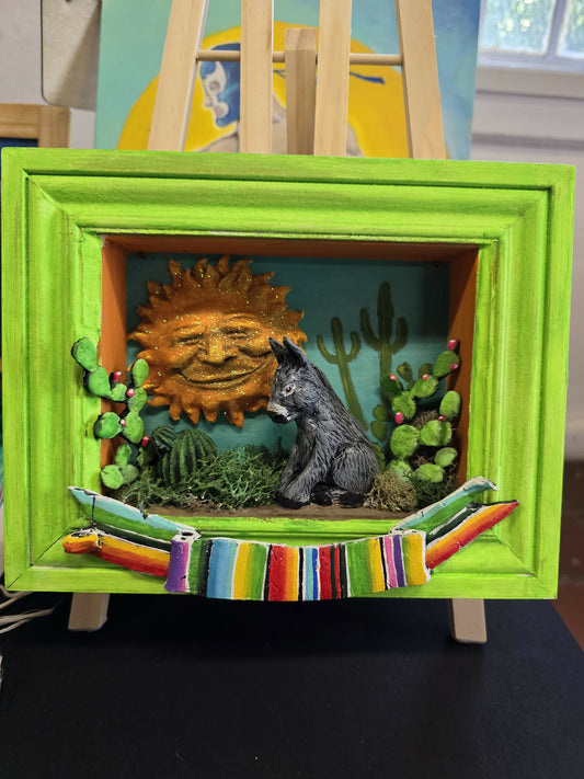 Donkey with sun shadow box