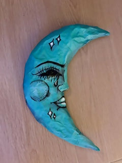 Cholo Art Inspired La Luna Azul Paper Mache Wall Art